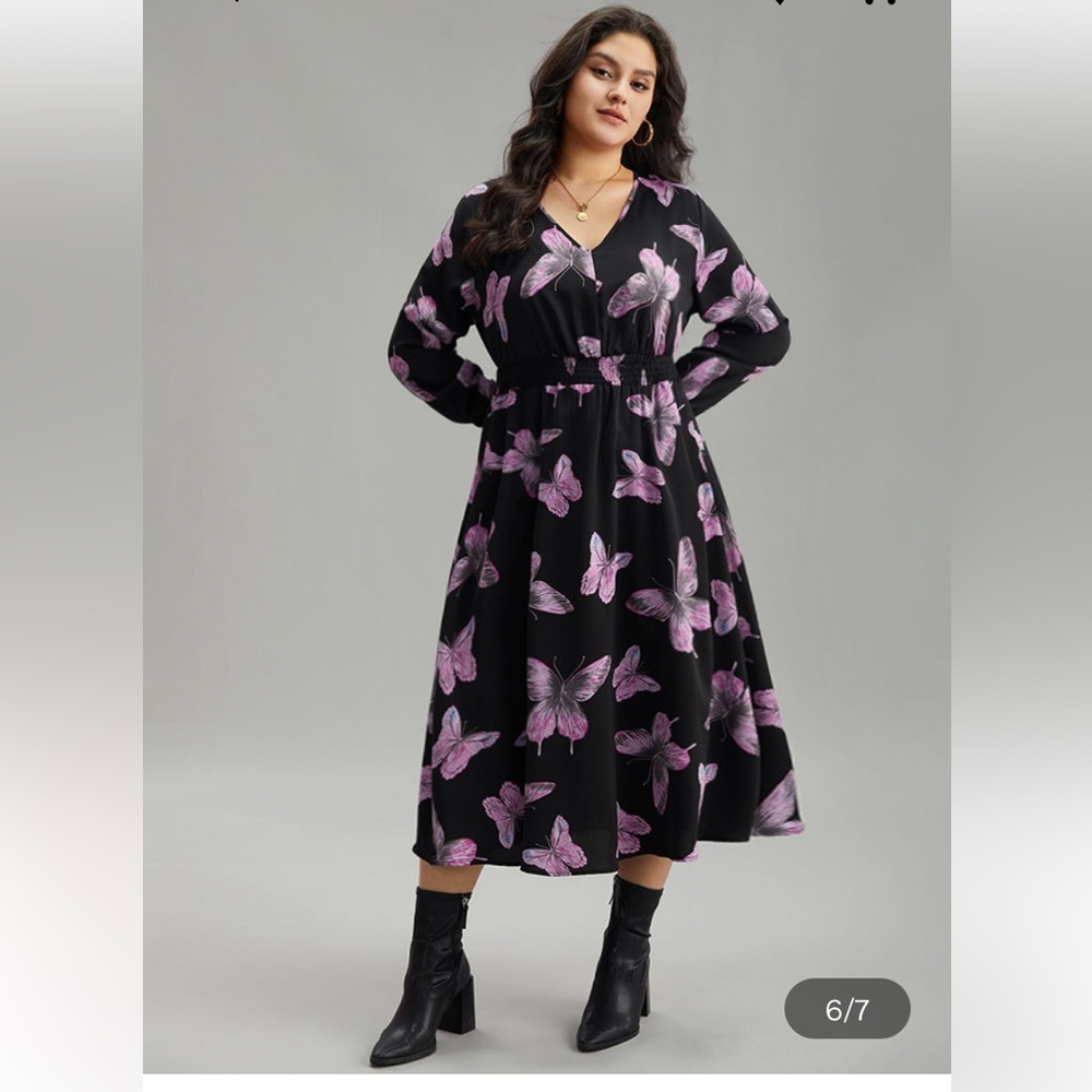Bloom chic butterfly print dress